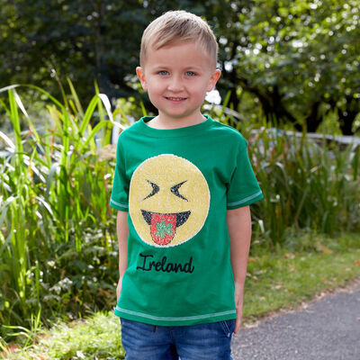 Ireland Kids T-Shirt With Laughing Emoji Design Green Colour