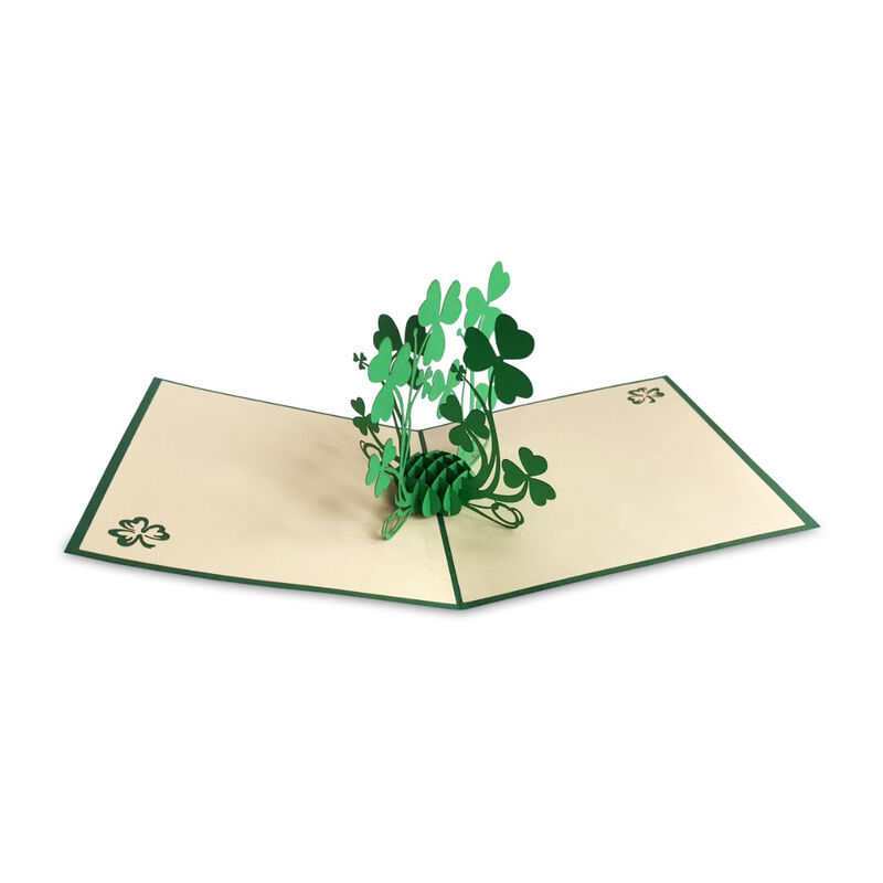 Pop-Up Card with a Bunch of Green Shamrocks Design