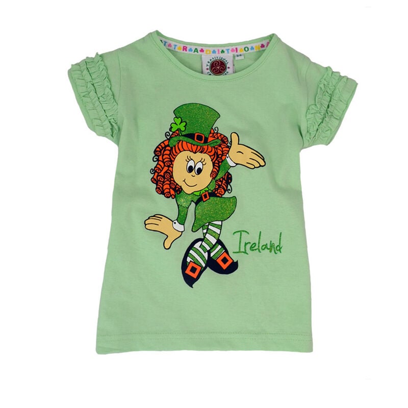 Green T-Shirt With Irish Girl Leprechaun Print 