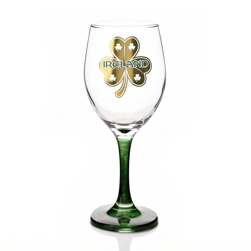 Ireland Celtic Shamrock Designed Wine Glass
