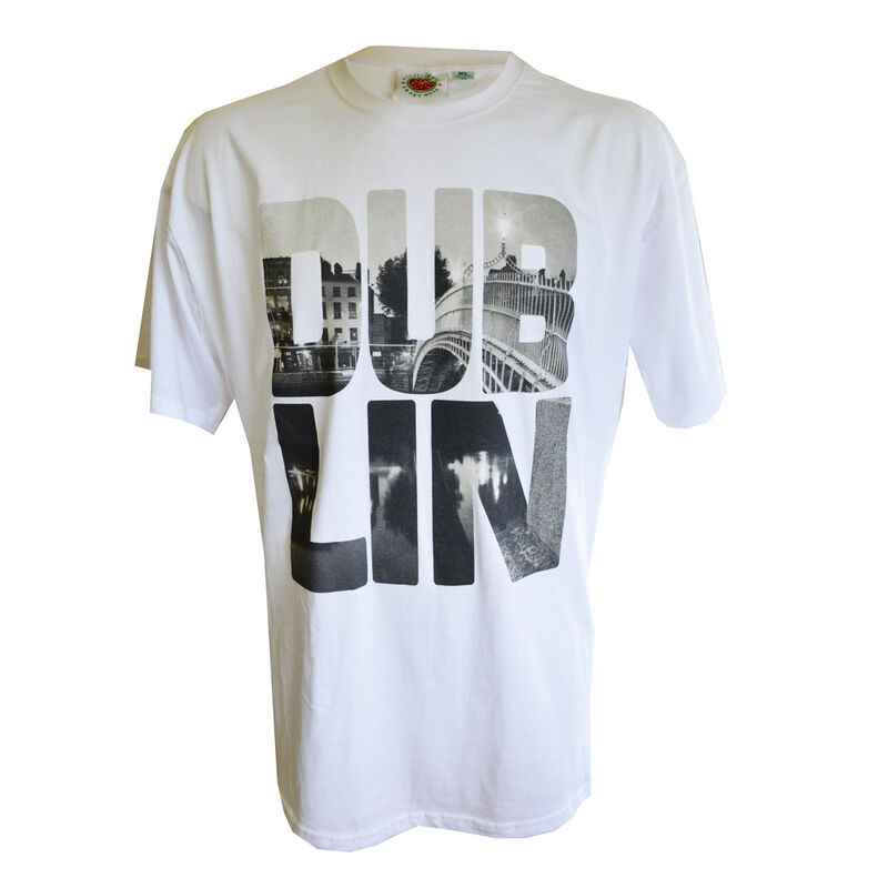 T-Shirt With Dublin Photograph Print  White Colour