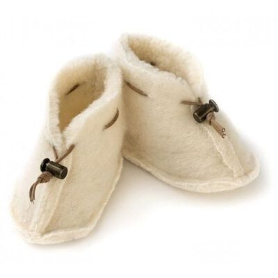 Fluffy And Gentle Traditional Wool Baby Booties  Natural Colour