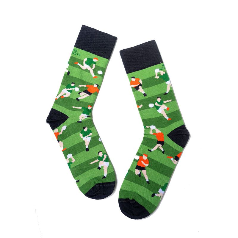Irish Socksciety Gaelic Football Socks - Green Colour With Black Trim Design