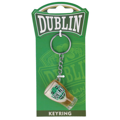 Pvc Pint Glass Keychain With Dublin Varsity Crest