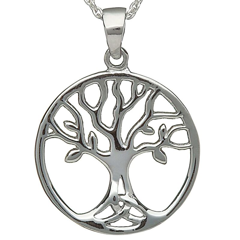 Hallmarked Sterling Silver Pendant With Simple Tree Of Life Design