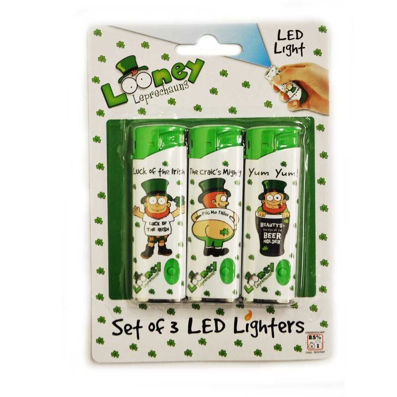 Electronic Lighter With Looney Leprechaun Design Three Pack