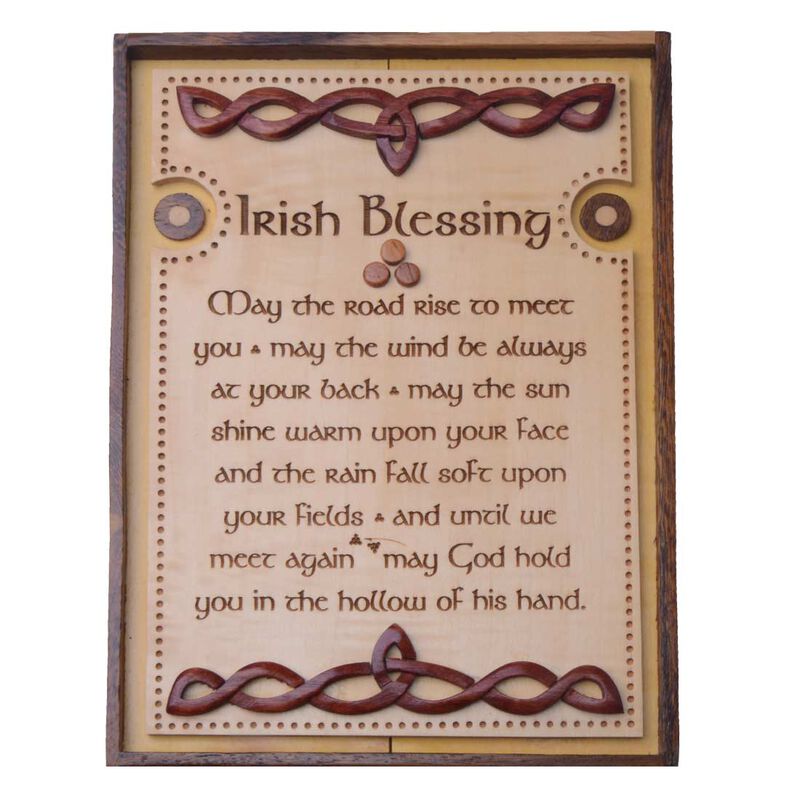 Wooden Wall Plaque With Old Irish Blessing Design