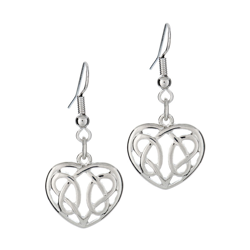Silver Plated Carrick Silverware Intertwined Celtic Heart Knot Earrings