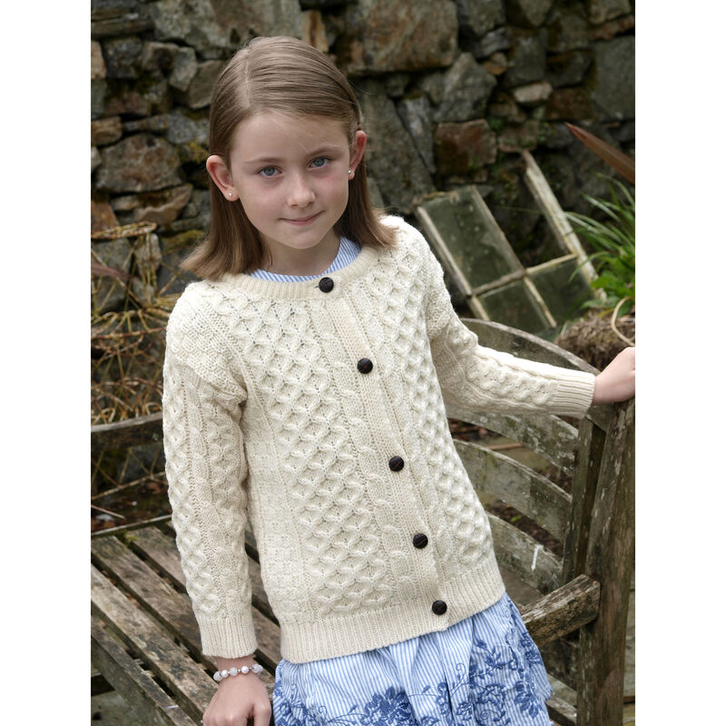 100% Merino Wool Children's Cardigan, Natural Colour