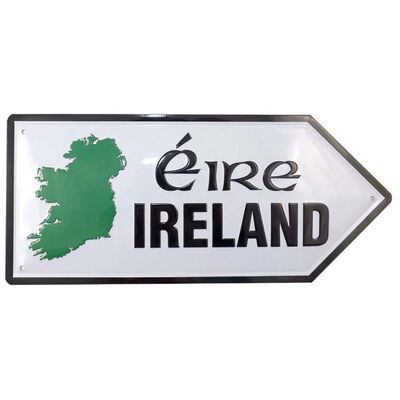 Metal Road Sign With Ireland / Eire And Green Map Of Ireland Design