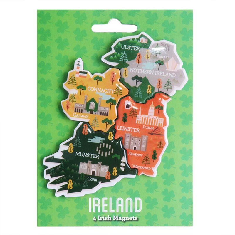 Irish Magnets Which Assemble to Create a Map of Ireland  4 Magnets in Pack