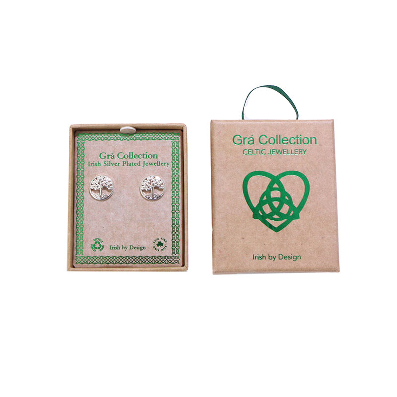 Grá Collection Silver Plated Tree of Life Earrings