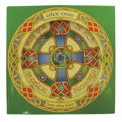 8" Ceramic Display Plate With Celtic Cross Design With Stand