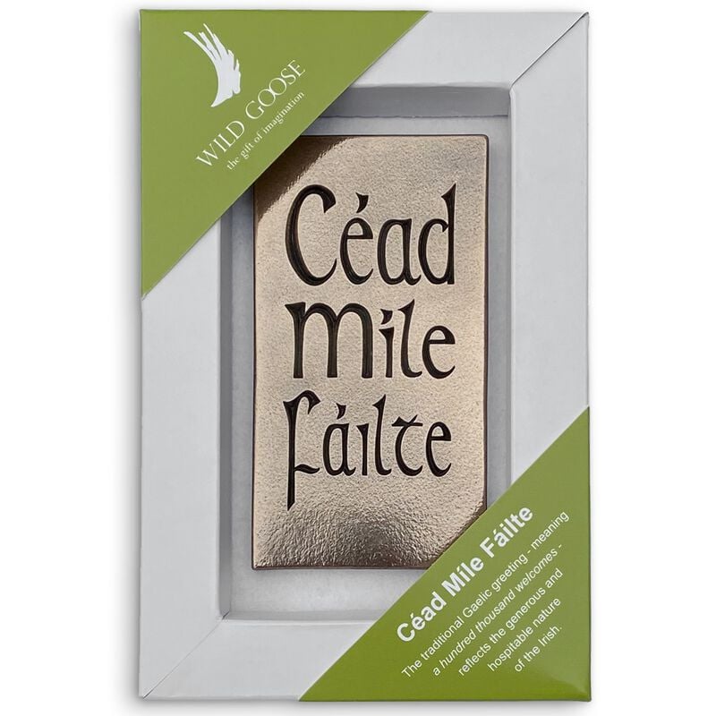 Céad Míle Fáilte Bronze Carving In Presentation Box (15cm X 23cm)