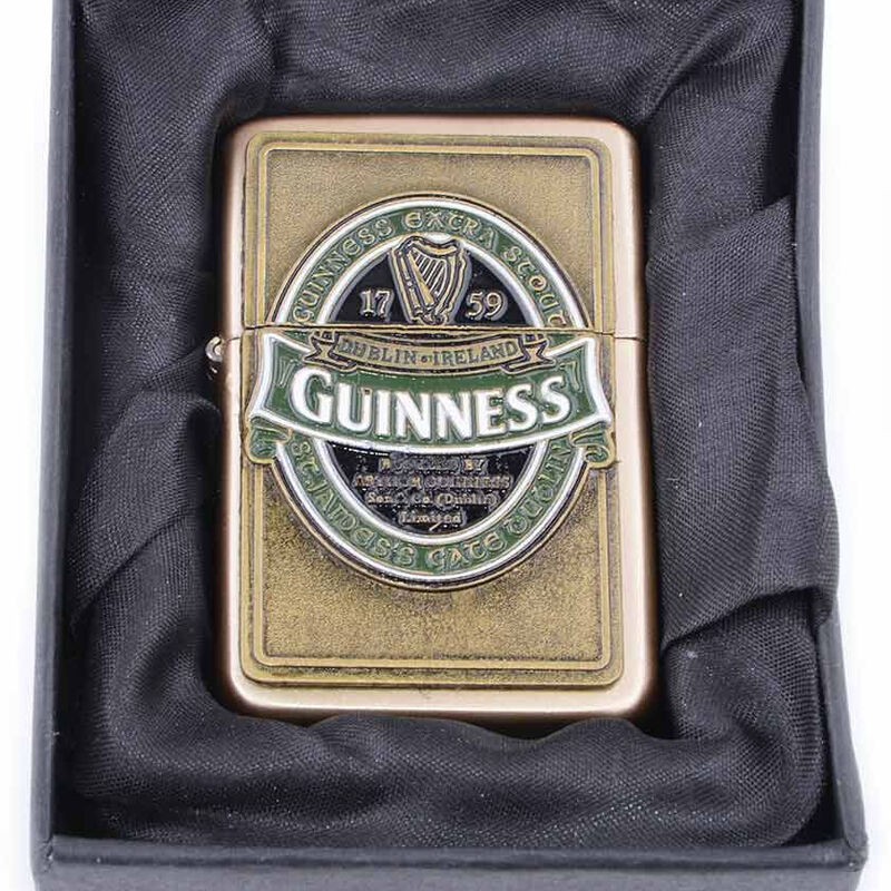 Official Guinness Wind-Proof Ireland Collection Oil Lighter With Engraving and Gift Box