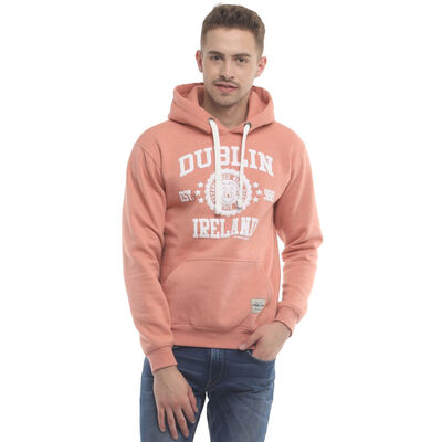 Pullover Hoodie With Dublin Ireland Est  988 Stars Print  Nude Colour 