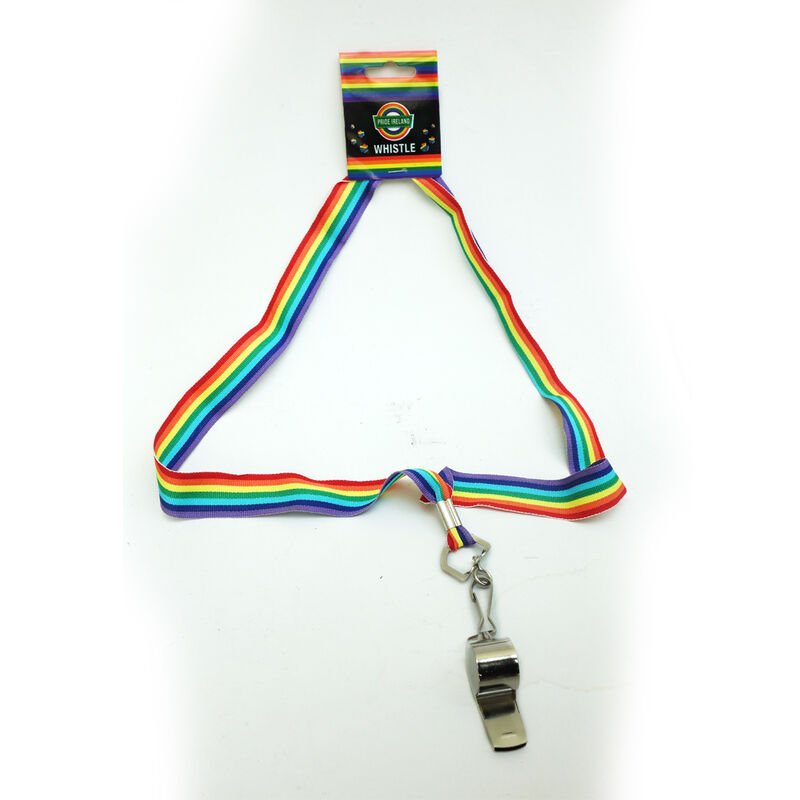 Stainless Steel 1 X 1.5 Whistle With Pride Coloured Lanyard
