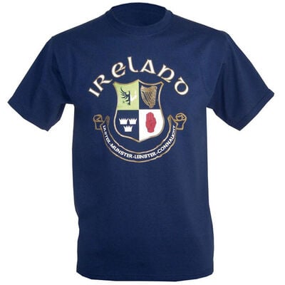 T-Shirt With Large Four Provinces Shield Print  Navy Colour