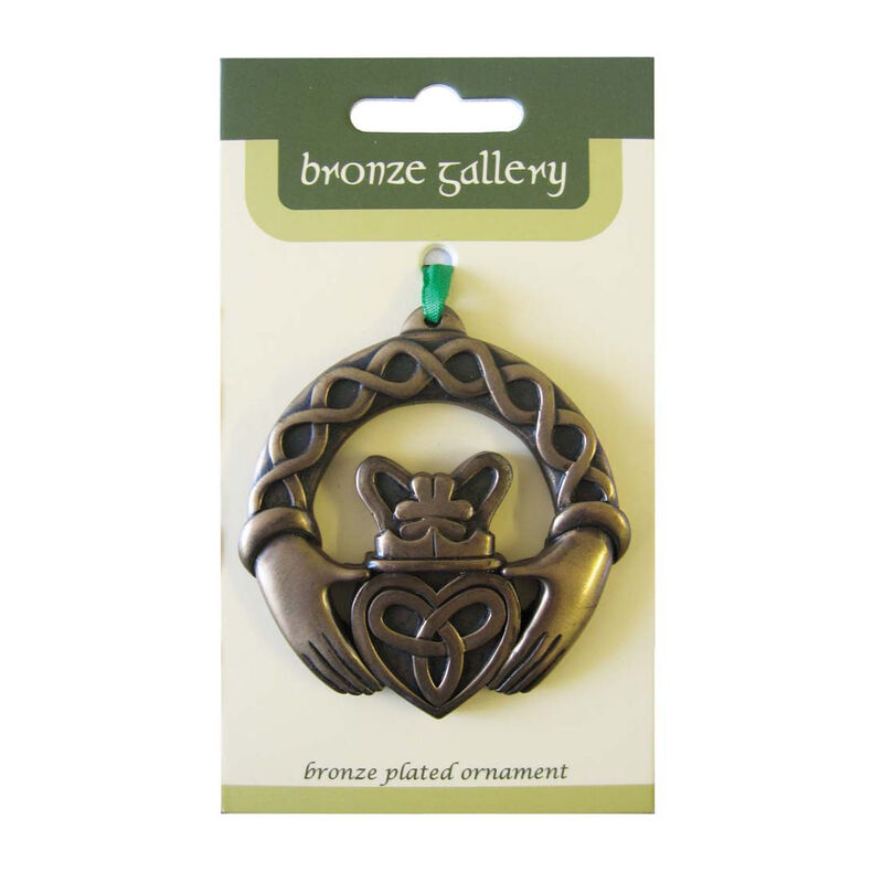 Bronze Plated Hanging Ornament, Claddagh Ring Design
