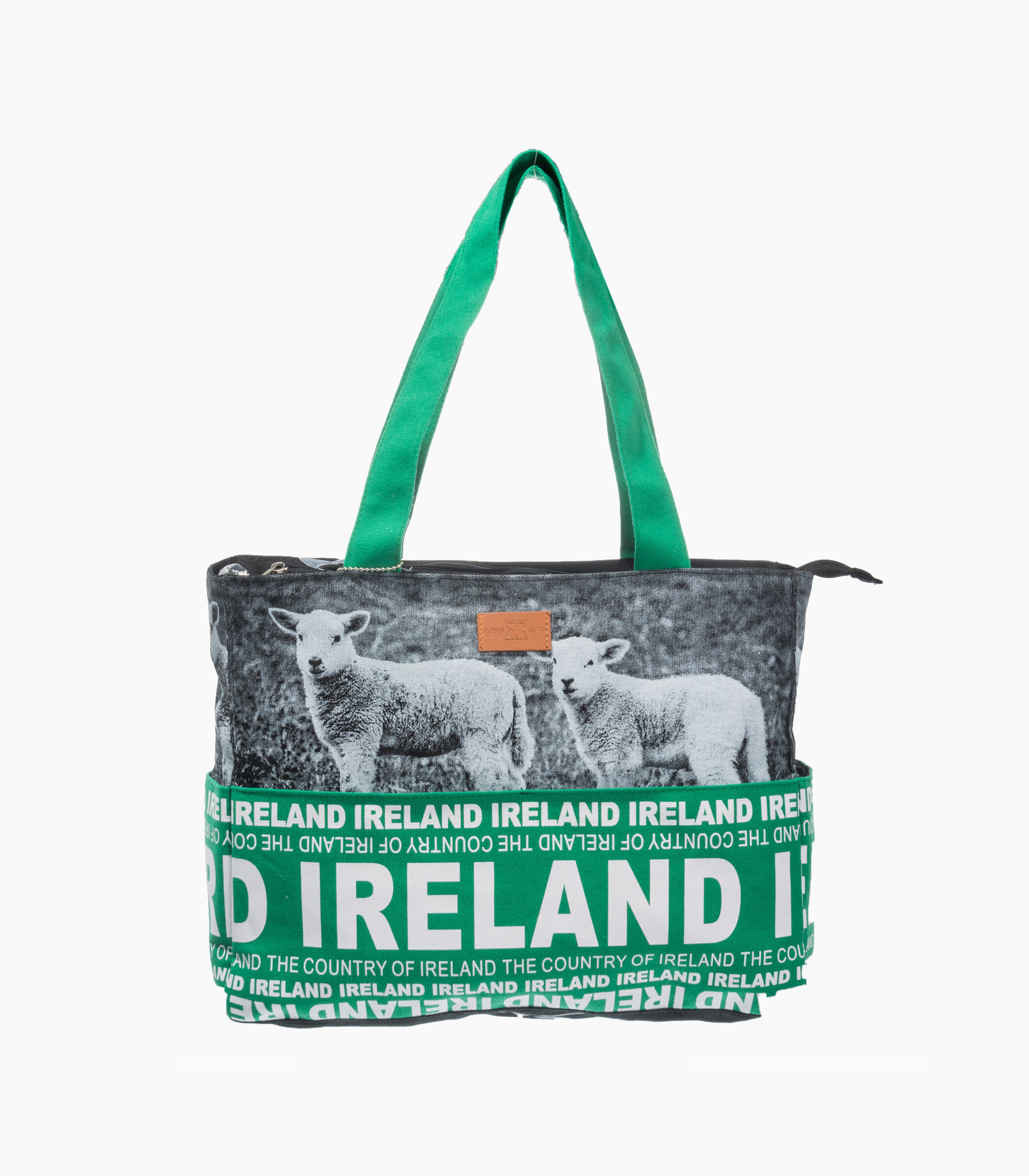 Robin Ruth Holly Bag Black and Green With White Logo and Sheep Print