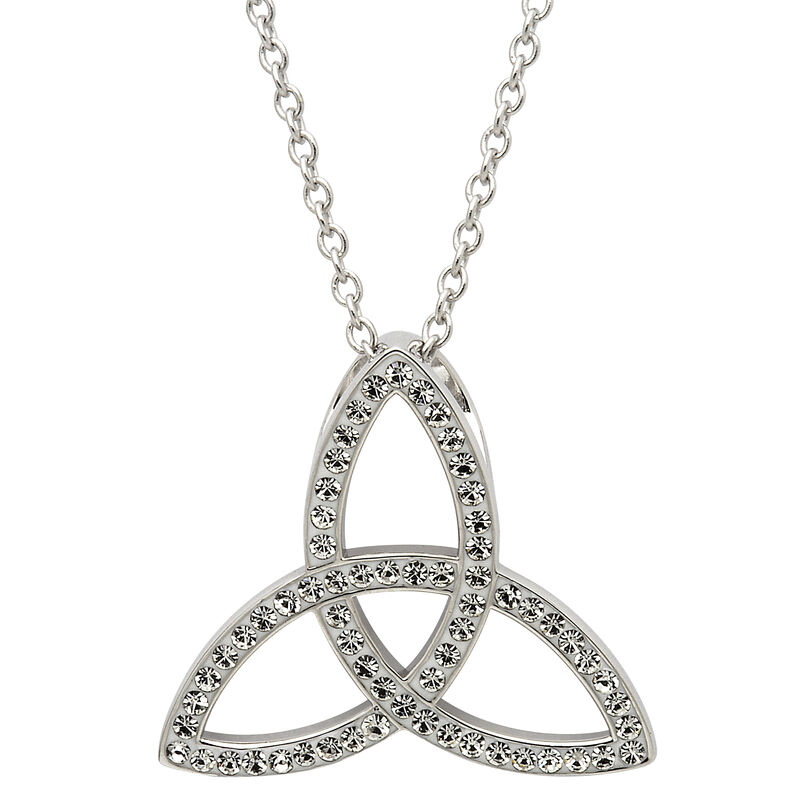 Platinum Plated Trinity Pendant With Clear Swarovski Crystals