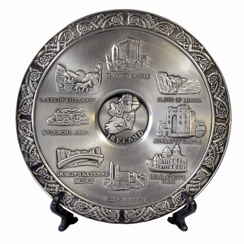 Mullingar Pewter Commemorative Plate With Ireland Design