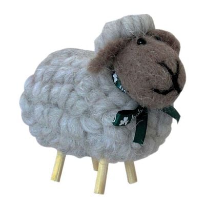 Irish Ornament With Grey Cotton Designed Sheep on Stick Legs