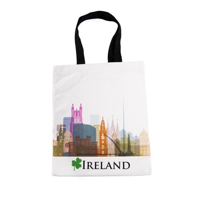 Printed Canvas Shopping Bag Of Famous Historic Ireland Landmarks