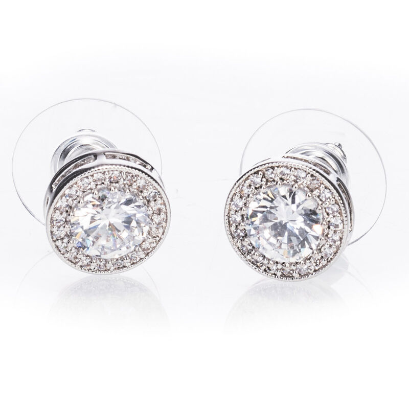 Newgrange Living Silver White Stone & Diamante Earrings