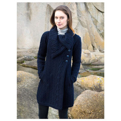 100% Merino Wool Ladies Aran Coat