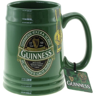Green Ceramic Tankard with St. James Gate Label - Guinness Ireland Collection