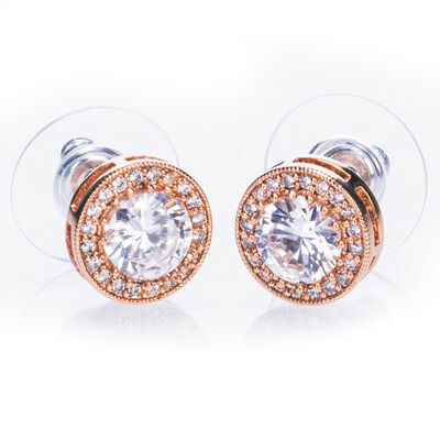 Newgrange Living Rose Gold White Stone & Diamante Earrings