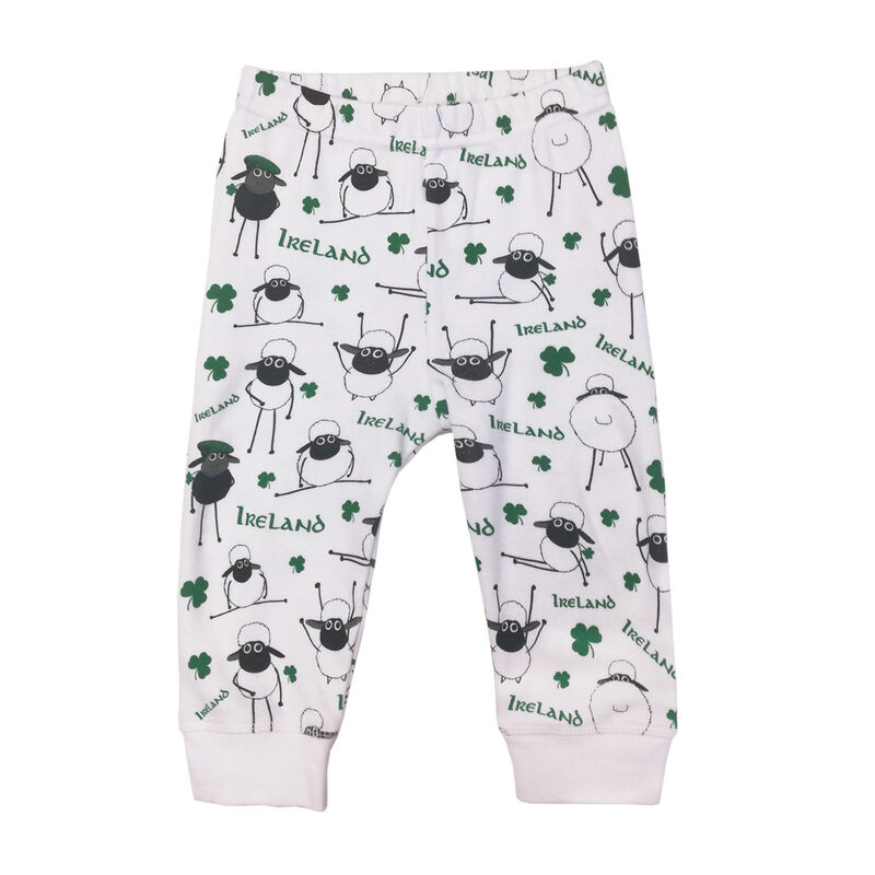 Babies Ireland Leggings With Sheep And Shamrock Designs White Colour