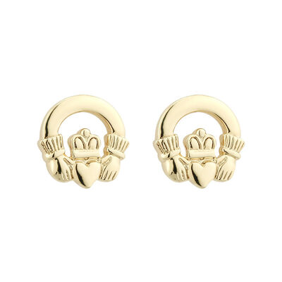 Gold Plated Claddagh Stud Earrings