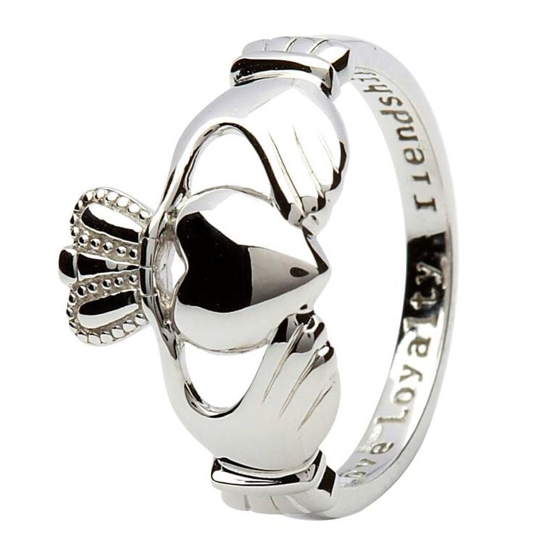 Hallmarked Sterling Silver Claddagh Ring With Love  Loyalty and Friendship Engraved Text