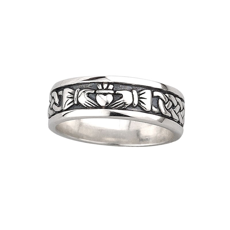 Hallmarked Sterling Silver Oxidised Claddagh Ring