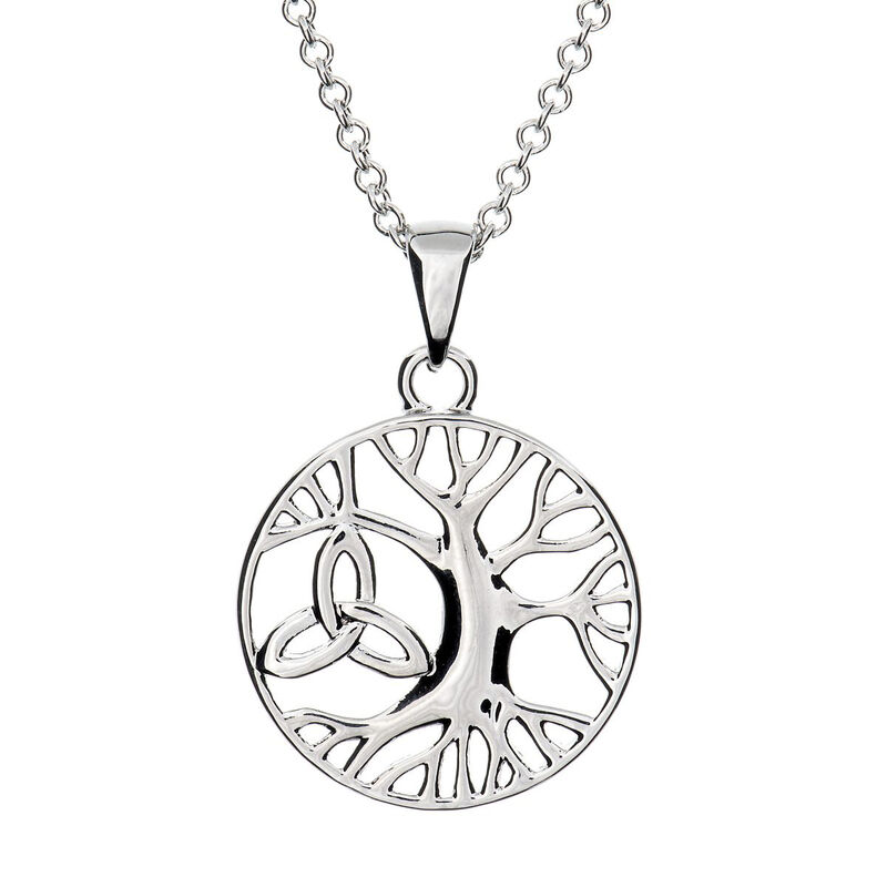 Silver Plated Carrick Silverware Celtic Tree of Life Circle Pendant