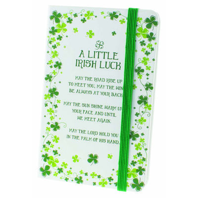 Clover Designed Moleskin Notebook With Irish Luck Blessing
