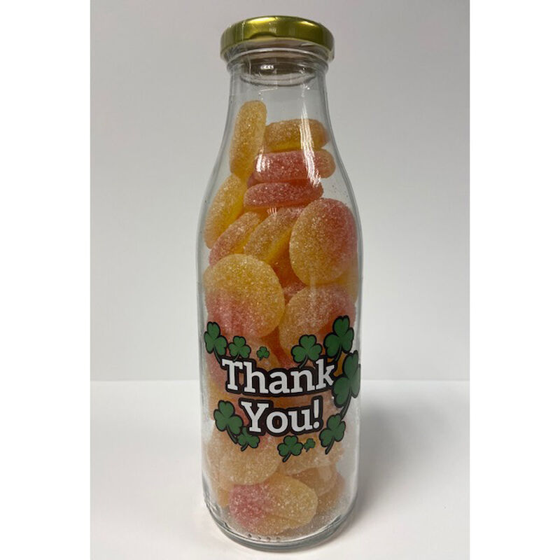 Get Your Own Personalised Irish Saying Milk Bottle Full of Jelly Sweets