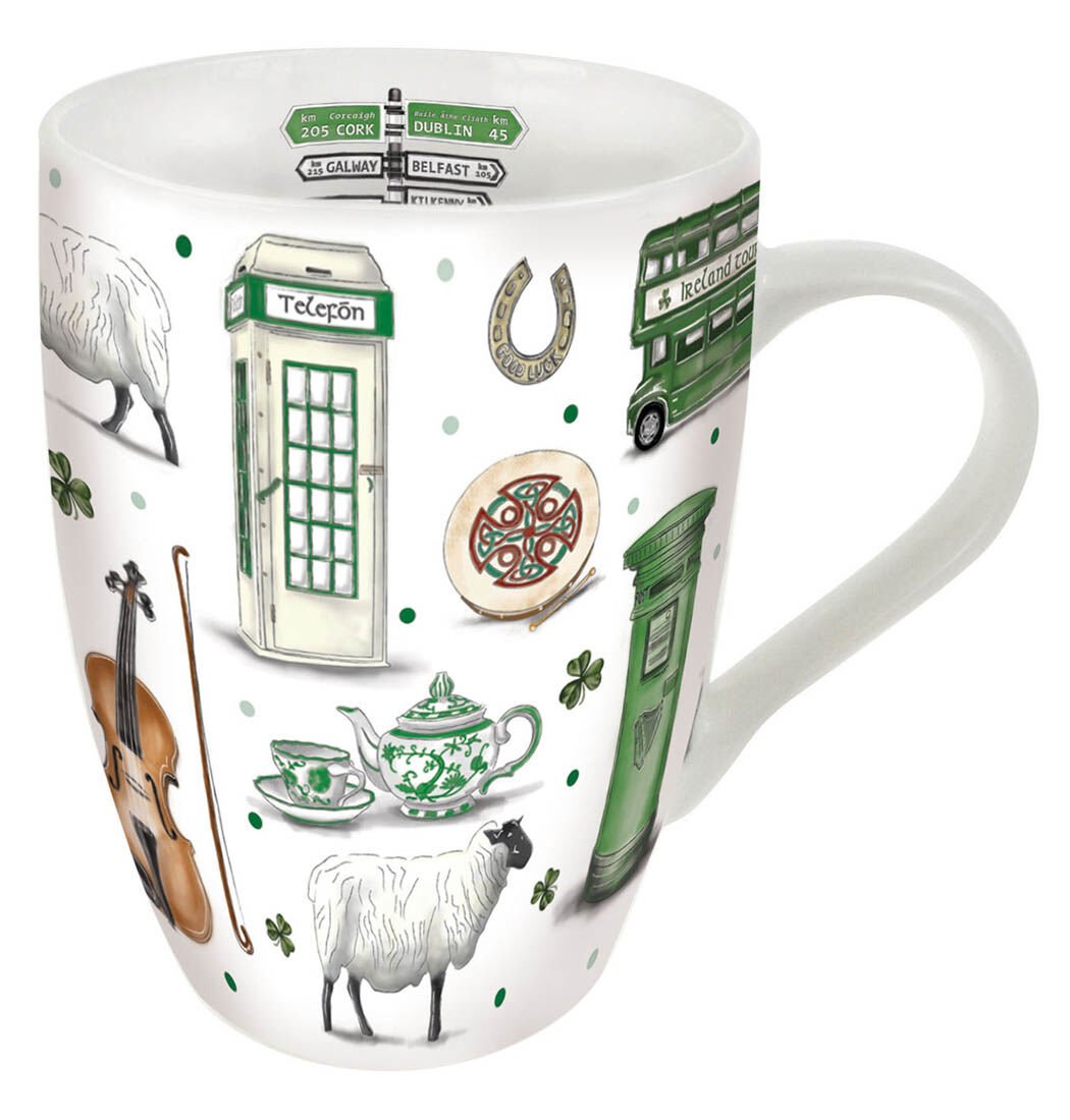 Impressions Of Ireland White And Green Travel Cup With Handle 
