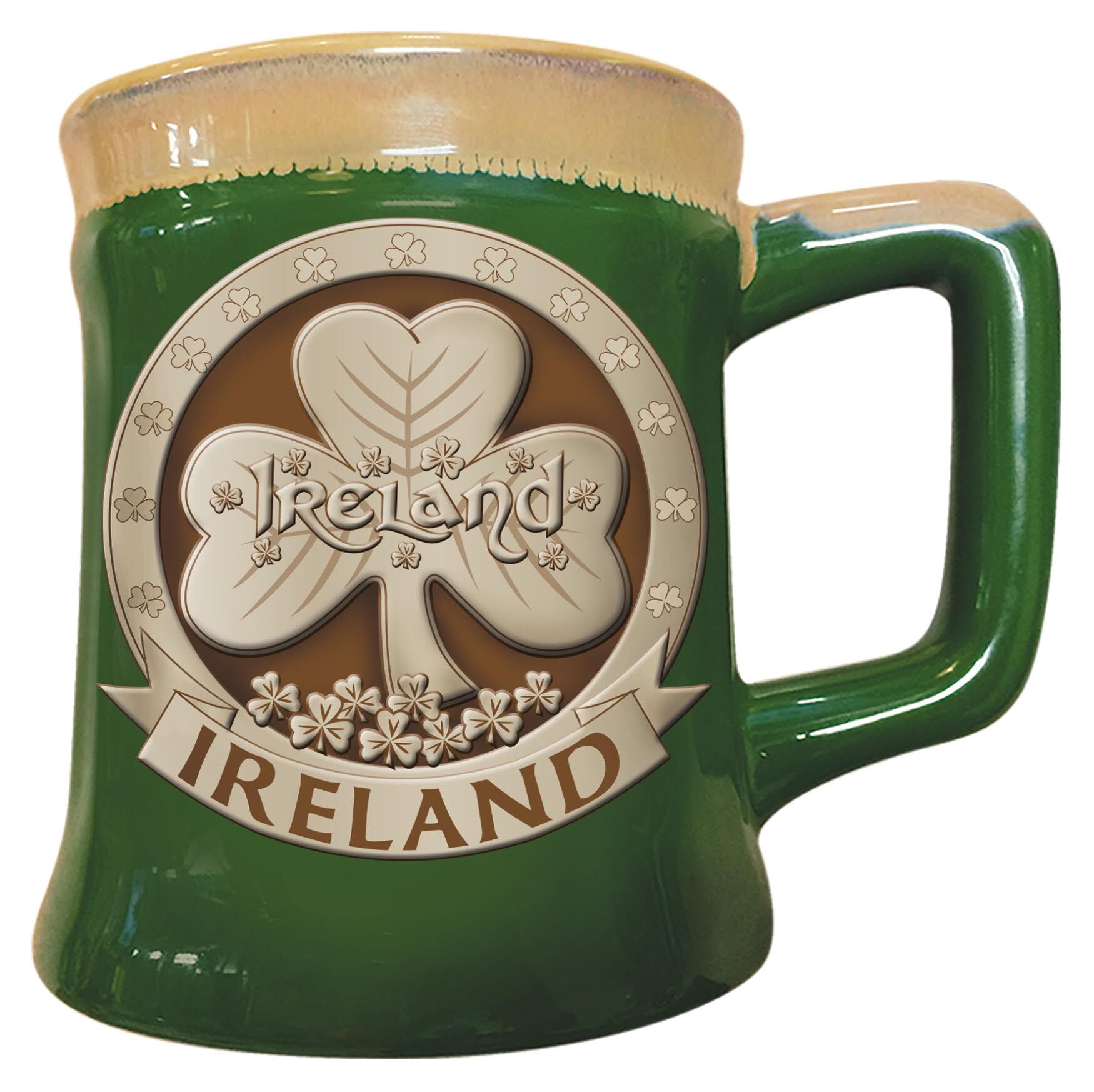 Carrolls Irish Gifts Traditional Irish Leprechaun Ireland Pottery Mug Green Colour 