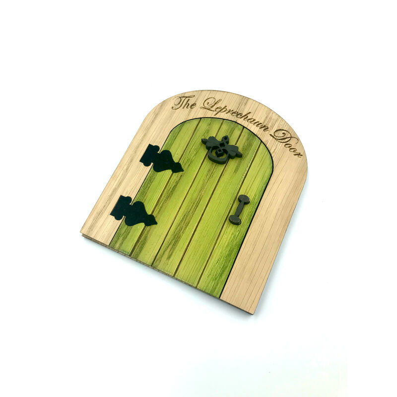 The Irish Folklore Collection Green Wooden Leprechaun Fairy Door