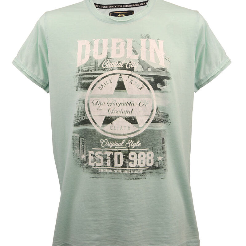 Dublin Est 988 T-Shirt With Star Print  Mist Green Colour