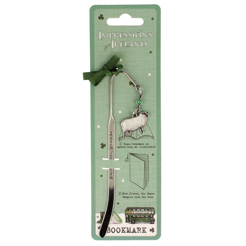 Impressions Of Ireland White And Green Metal Bookmark With Sheep Charm