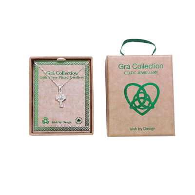 Grá Collection Silver Plated Irish Celtic Cross Pendant
