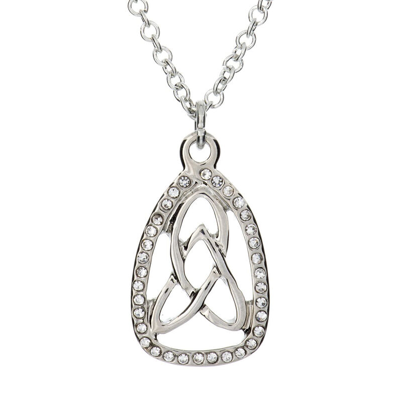 Silver Plated Carrick Silverware Bell Trinity Knot Pendent With Cubic Zirconia Stone