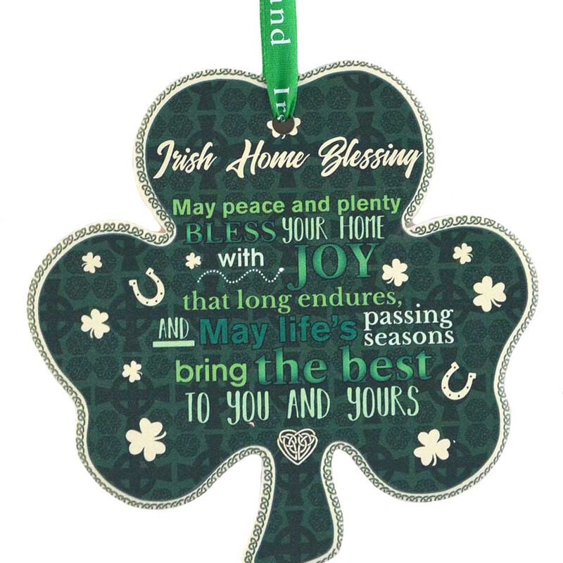 Shamrock-Shaped Ceramic Plaque With Traditional Irish Proverb