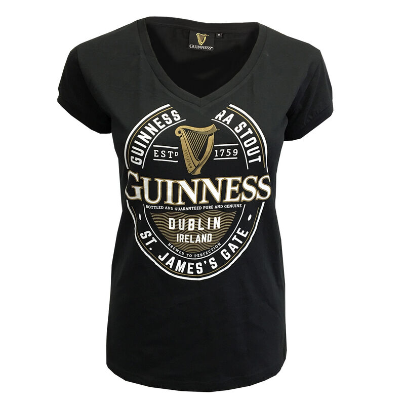 Guinness Ladies Label In Gold T-Shirt