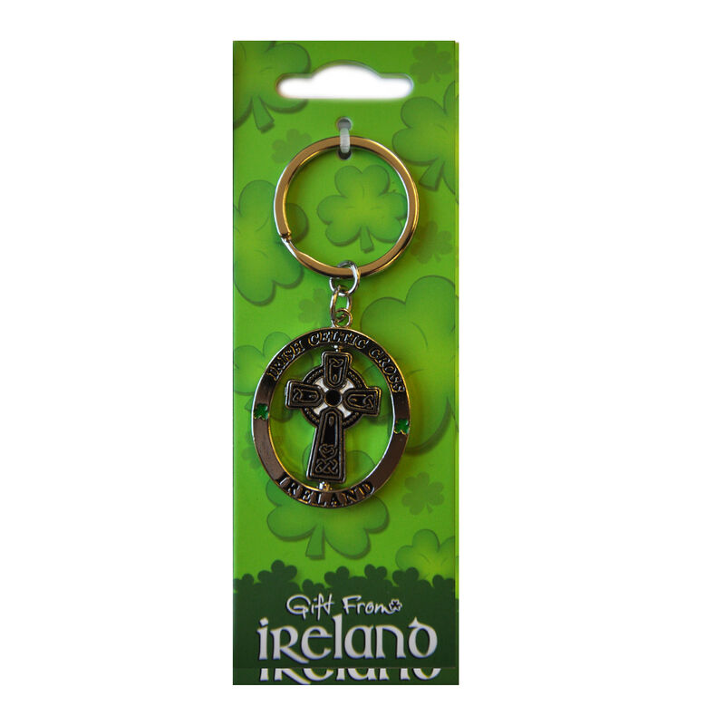 Irish Celtic Cross Spinner Keychain