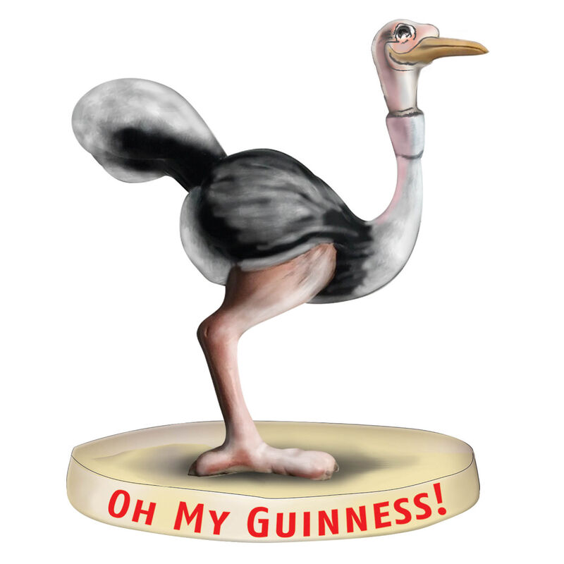 Official Guinness Resin Figurine With Ostrich And Pint Glass Design